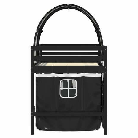 Kinderhoogslaper met tunnel 90x200 cm grenenhout wit en zwart 5