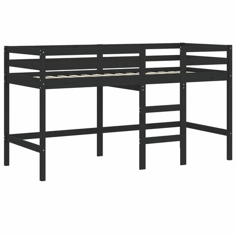 Kinderhoogslaper met tunnel 90x200 cm grenenhout wit en zwart 9