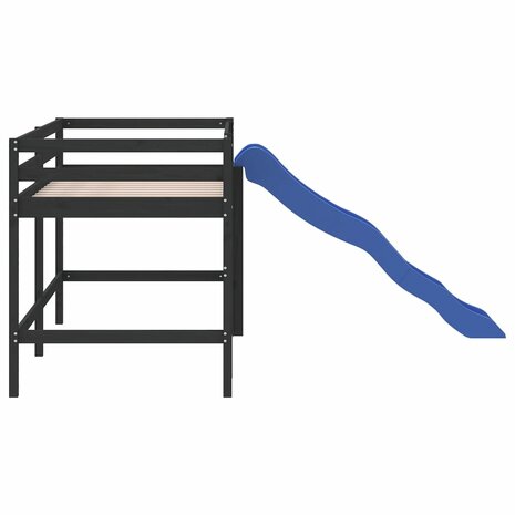 Kinderhoogslaper met glijbaan grenenhout zwart 90x190 cm 6