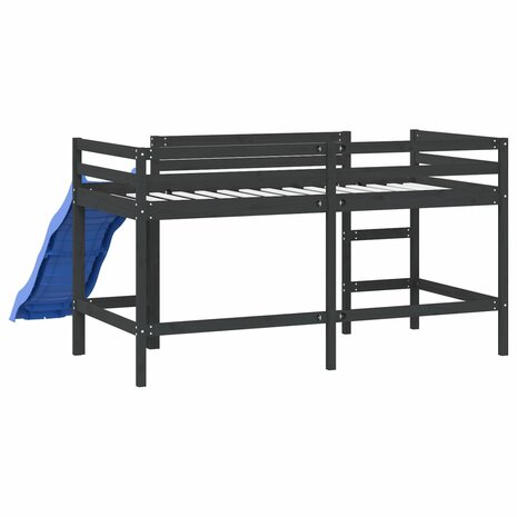 Kinderhoogslaper met glijbaan grenenhout zwart 90x190 cm 7