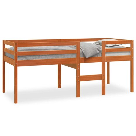Hoogslaper massief grenenhout wasbruin 90x190 cm 2