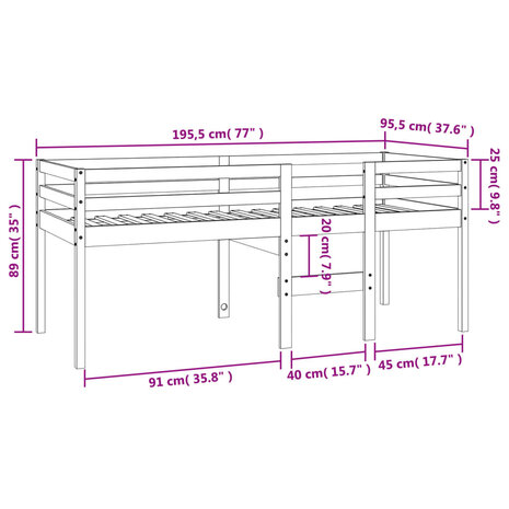 Hoogslaper massief grenenhout wasbruin 90x190 cm 9