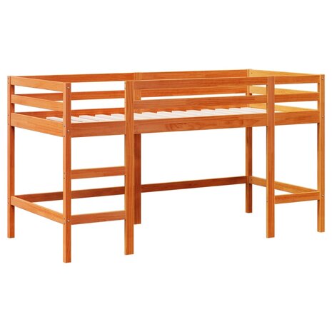 Kinderhoogslaper met ladder 90x200 cm massief grenenhout bruin 3