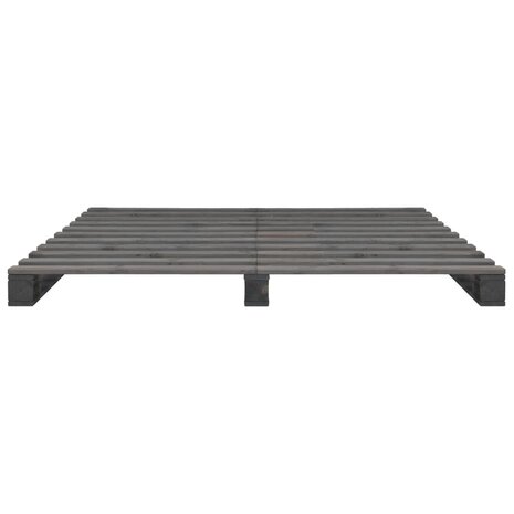 Bedframe pallet massief grenenhout grijs 140x200 cm 3