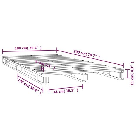 Palletbed massief grenenhout wit 100x200 cm 8