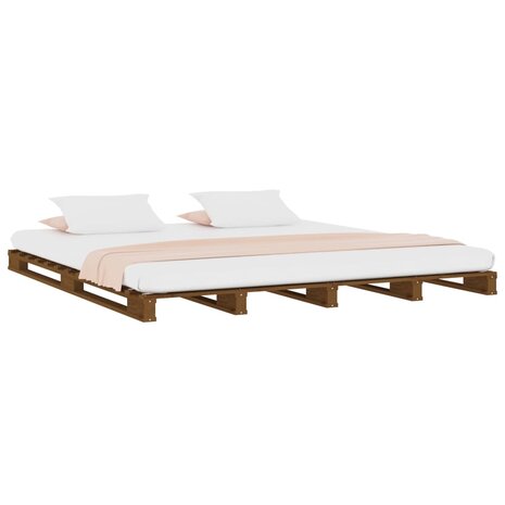 Palletbed massief grenenhout honingbruin 120x200 cm 3