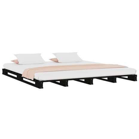 Palletbed massief grenenhout zwart 120x190 cm 3