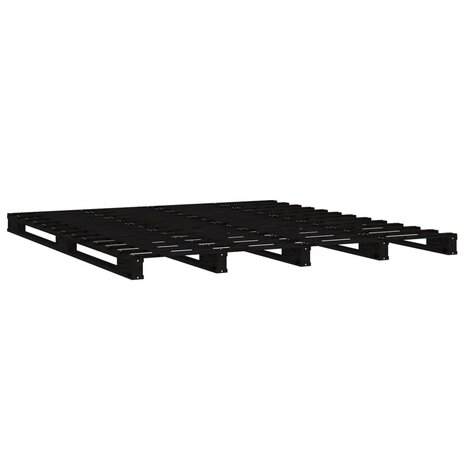 Palletbed massief grenenhout zwart 135x190 cm 4