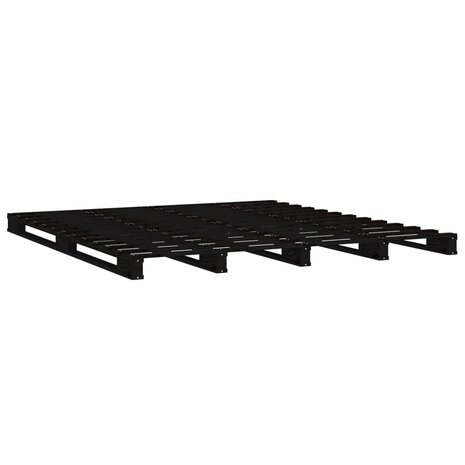 Palletbed massief grenenhout zwart 140x190 cm 4
