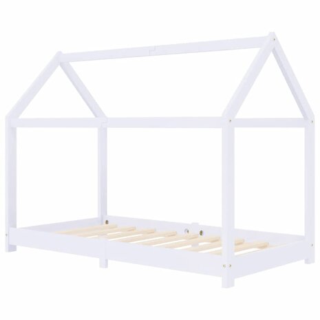 Kinderbedframe massief grenenhout wit 80x160 cm 2