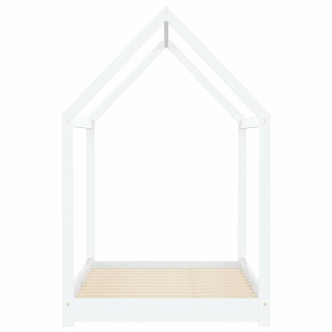 Kinderbedframe massief grenenhout wit 90x200 cm 4