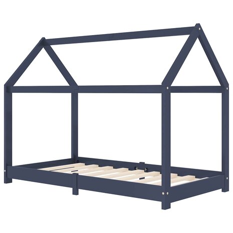 Kinderbedframe massief grenenhout grijs 70x140 cm 2