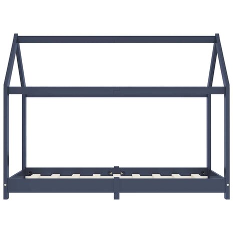 Kinderbedframe massief grenenhout grijs 80x160 cm 4