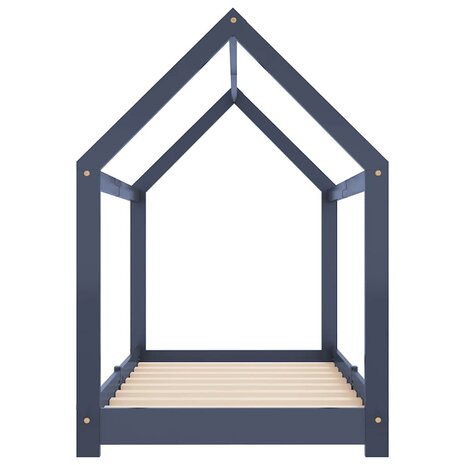 Kinderbedframe massief grenenhout grijs 80x160 cm 5