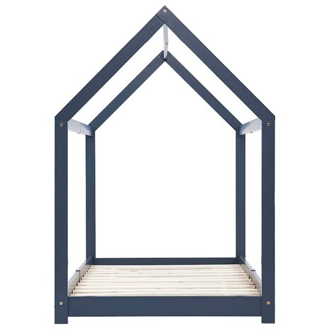 Kinderbedframe massief grenenhout grijs 90x200 cm 4