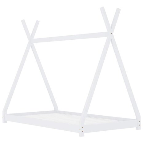 Kinderbedframe massief grenenhout wit 80x160 cm 2