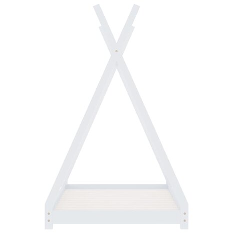Kinderbedframe massief grenenhout wit 80x160 cm 4