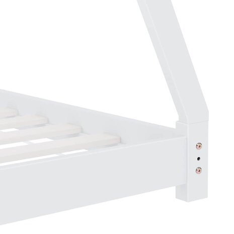 Kinderbedframe massief grenenhout wit 80x160 cm 6