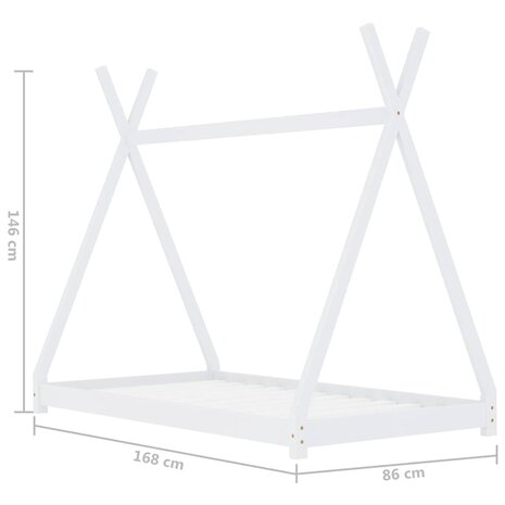 Kinderbedframe massief grenenhout wit 80x160 cm 7