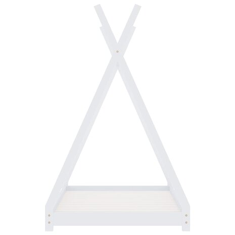 Kinderbedframe massief grenenhout wit 90x200 cm 4