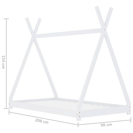 Kinderbedframe massief grenenhout wit 90x200 cm 7