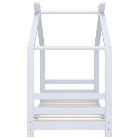Kinderbedframe massief grenenhout wit 70x140 cm 3