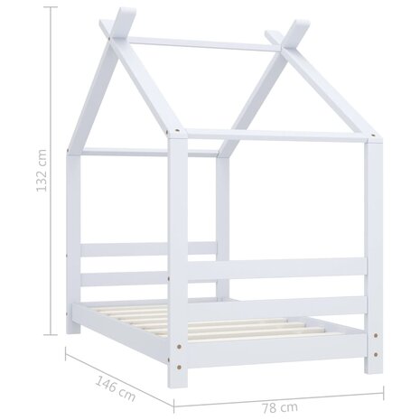Kinderbedframe massief grenenhout wit 70x140 cm 7