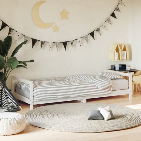Kinderbedframe 80x200 cm massief grenenhout wit 1
