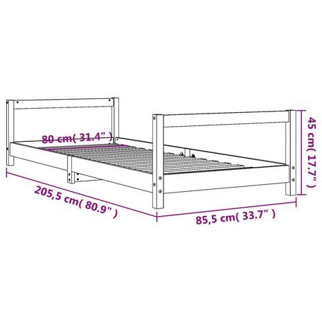 Kinderbedframe 80x200 cm massief grenenhout wit 9