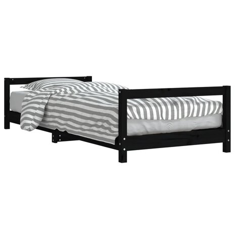 Kinderbedframe 80x200 cm massief grenenhout zwart 2