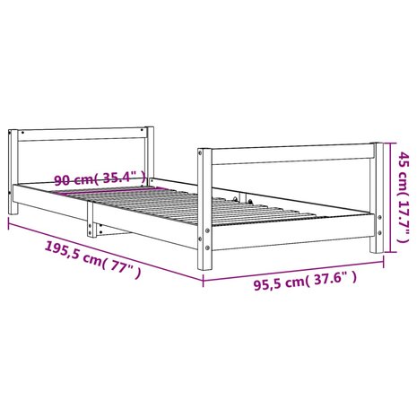 Kinderbedframe 90x190 cm massief grenenhout wit 9