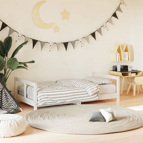 Kinderbedframe 80x160 cm massief grenenhout wit 1