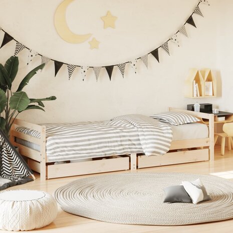 Kinderbedframe met lades 80x200 cm massief grenenhout 1