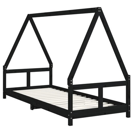 Kinderbedframe 80x200 cm massief grenenhout zwart 3