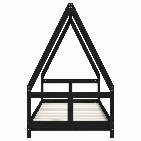 Kinderbedframe 80x200 cm massief grenenhout zwart 4