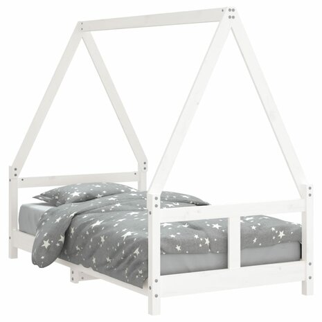 Kinderbedframe 80x160 cm massief grenenhout wit 2