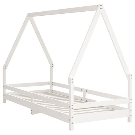 Kinderbedframe 90x200 cm massief grenenhout wit 3
