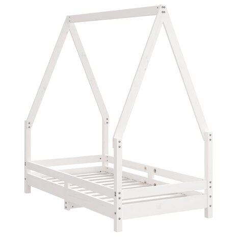 Kinderbedframe 70x140 cm massief grenenhout wit  3