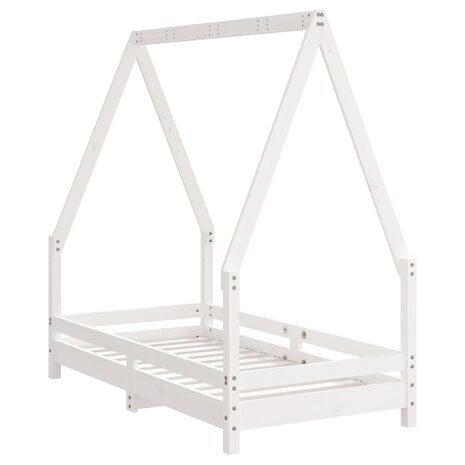 Kinderbedframe 70x140 cm massief grenenhout wit  6
