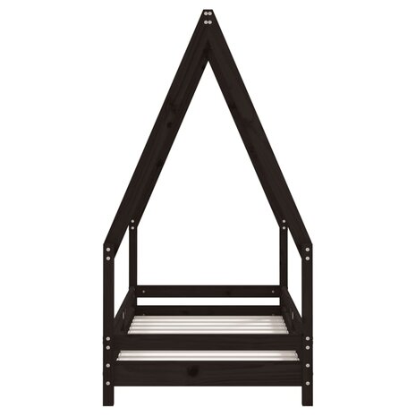 Kinderbedframe 70x140 cm massief grenenhout zwart 4