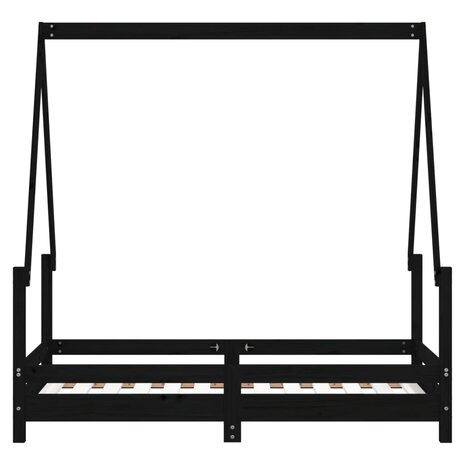 Kinderbedframe 70x140 cm massief grenenhout zwart 5