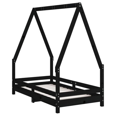 Kinderbedframe 70x140 cm massief grenenhout zwart 6