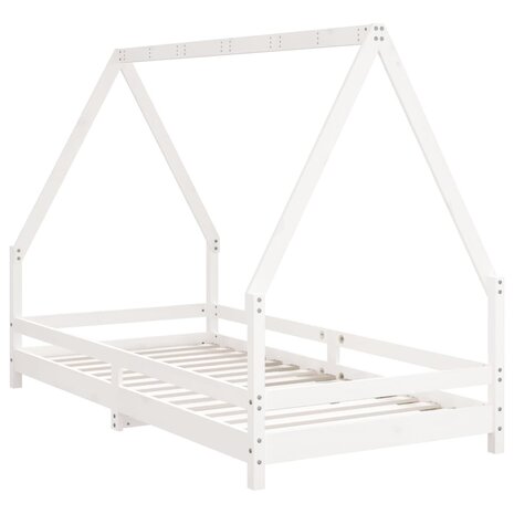 Kinderbedframe 90x190 cm massief grenenhout wit 3