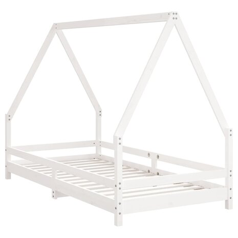 Kinderbedframe 90x190 cm massief grenenhout wit 6