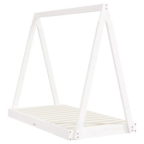 Kinderbedframe 70x140 cm massief grenenhout wit 3