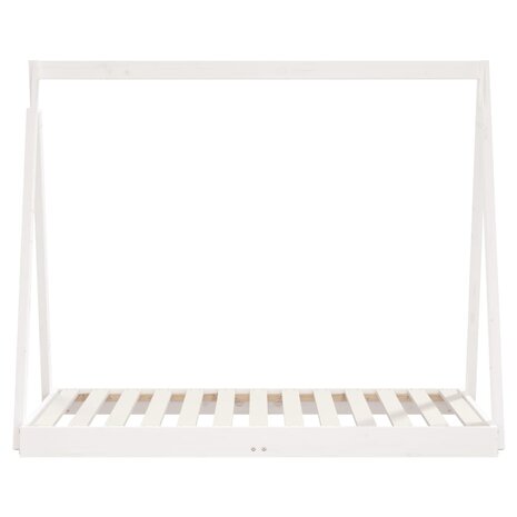 Kinderbedframe 70x140 cm massief grenenhout wit 4