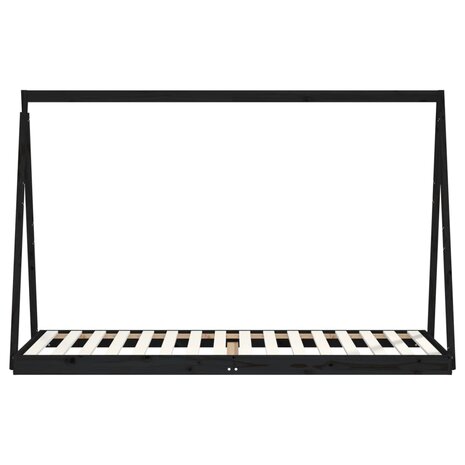 Kinderbedframe 80x200 cm massief grenenhout zwart 4