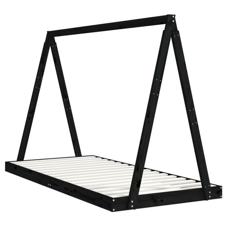 Kinderbedframe 90x200 cm massief grenenhout zwart 3