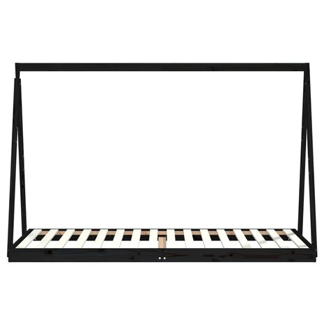 Kinderbedframe 90x200 cm massief grenenhout zwart 4