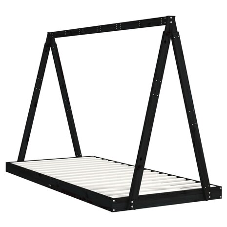 Kinderbedframe 90x200 cm massief grenenhout zwart 6